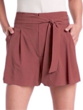ATHLETA MAUVE BROWN SKYLINE SHORTS II TIE BELT WOMENS SZ 0